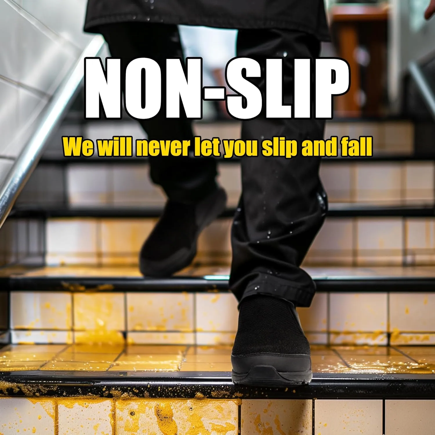 Non Slip Work Shoes Slip On Waterproof for Kitchen Chef Food Service Shoe Slip Resistant Comfort Restaurant Shoes for Men&Women