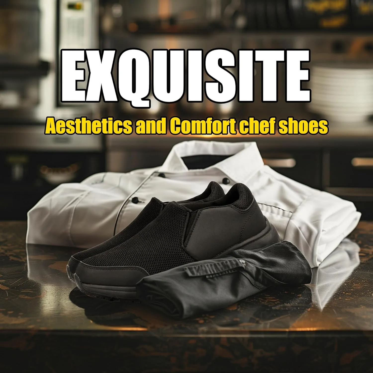 Non Slip Work Shoes Slip On Waterproof for Kitchen Chef Food Service Shoe Slip Resistant Comfort Restaurant Shoes for Men&Women