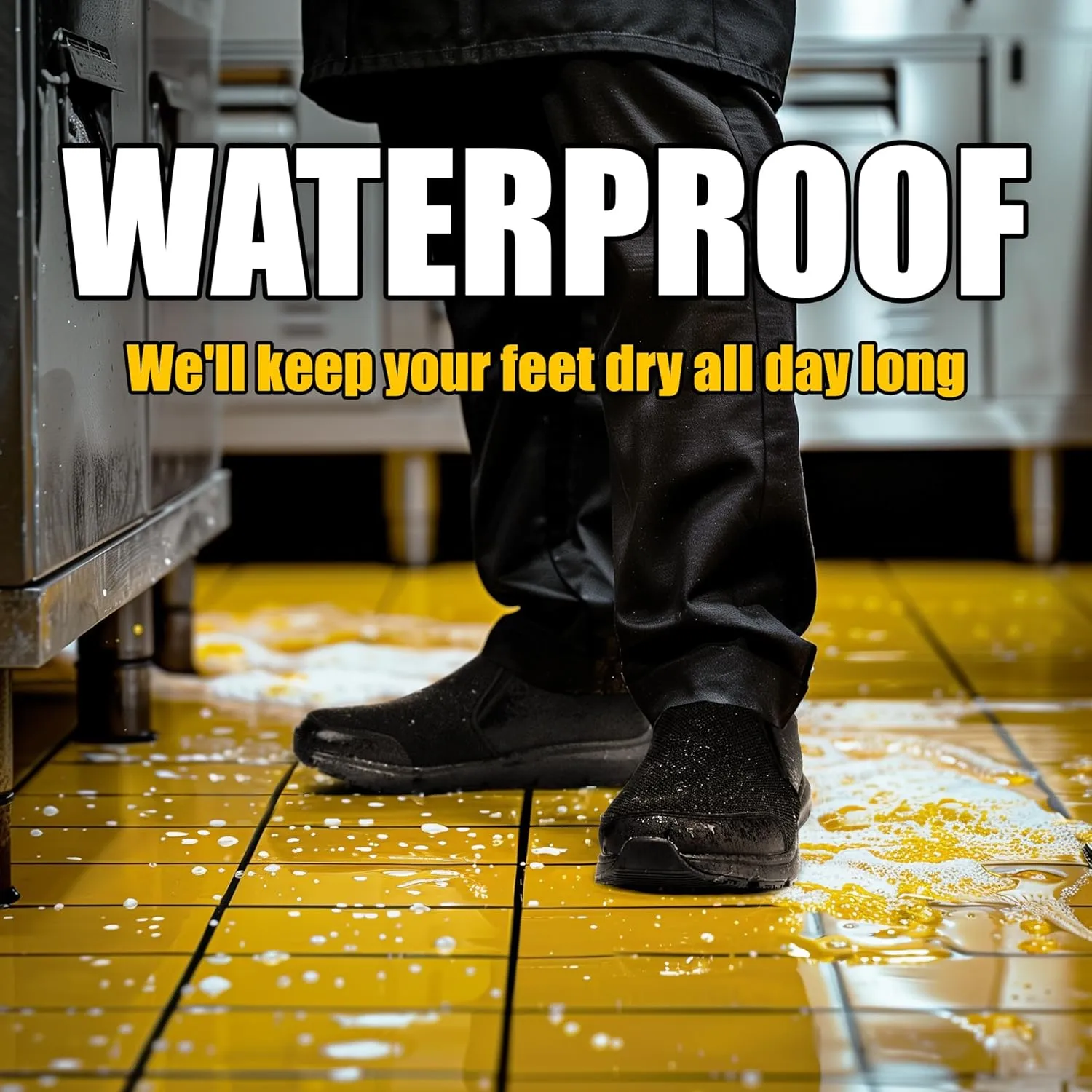 Non Slip Work Shoes Slip On Waterproof for Kitchen Chef Food Service Shoe Slip Resistant Comfort Restaurant Shoes for Men&Women