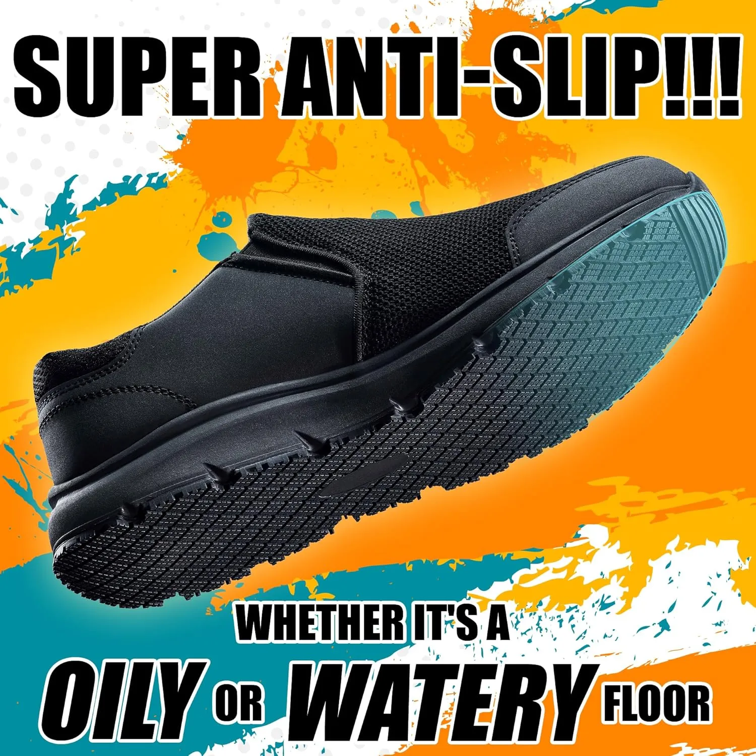 Non Slip Work Shoes Slip On Waterproof for Kitchen Chef Food Service Shoe Slip Resistant Comfort Restaurant Shoes for Men&Women