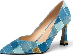 NUMALEO Womens Slip On Dress Solid Pointed Toe Dating Patent Spool High Heel Pumps Shoes 3.3 Inch