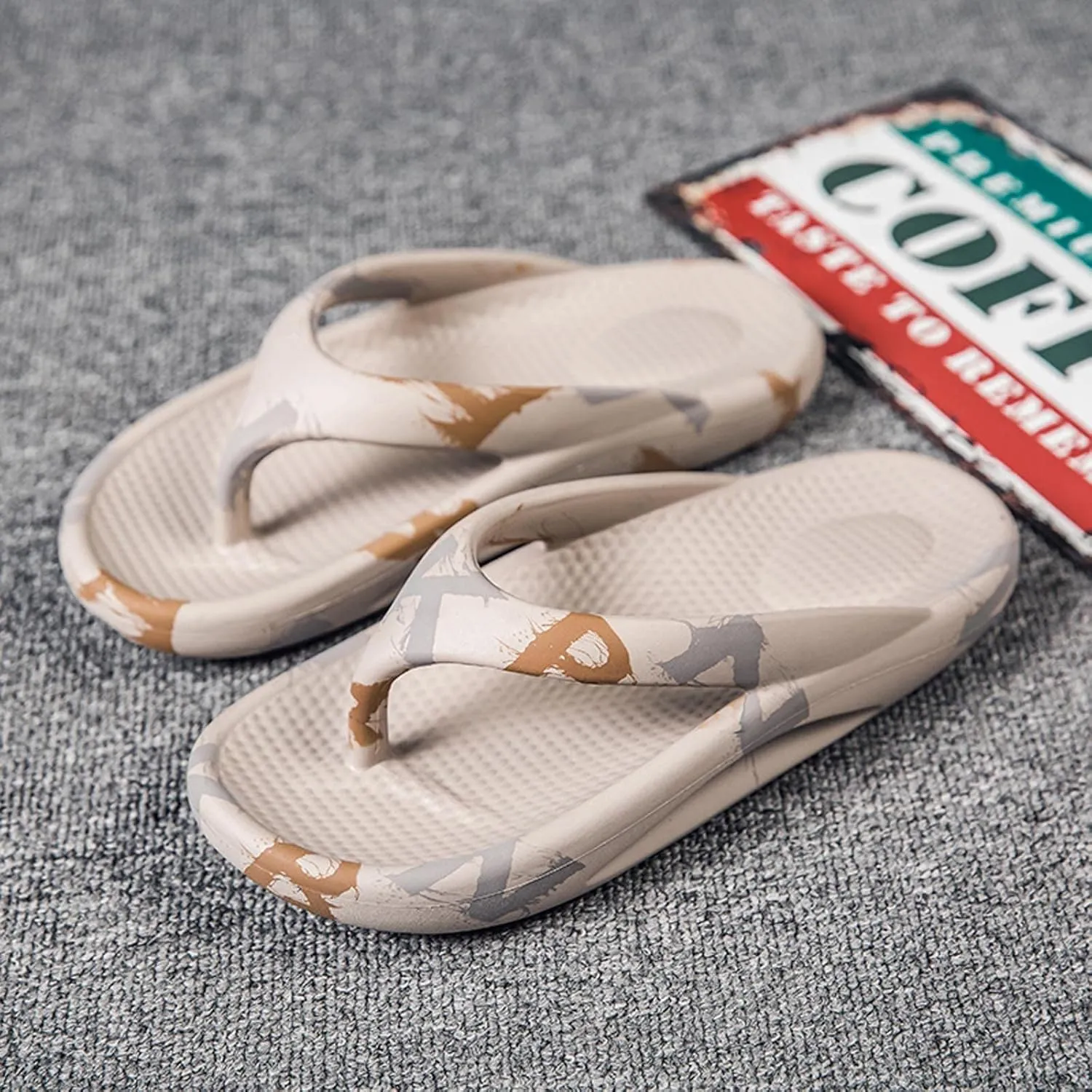 oiangi Couple Orthotic Flip Flops Women Men Sandals Arch Support Thong Clip Toe Platform Slippers Casual Beach Shoes Slides