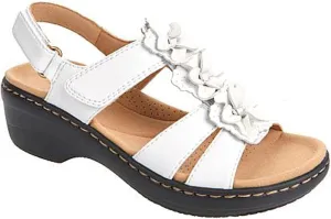 oiangi Flower Strap Sandals for Women,Summer Solid Color Hollow Out Fish Mouth Wedge Sandals Comfy Casual Platform Shoes