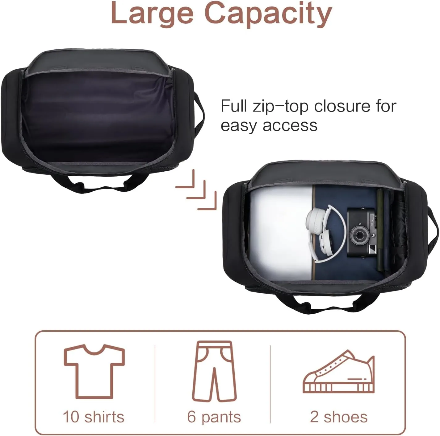 OIWAS Small Rolling Duffle Bag with Wheels Travel 22 inch Carry On Luggage Tote Unisex-Adult Short Term Trips Expandable 50L to 60L