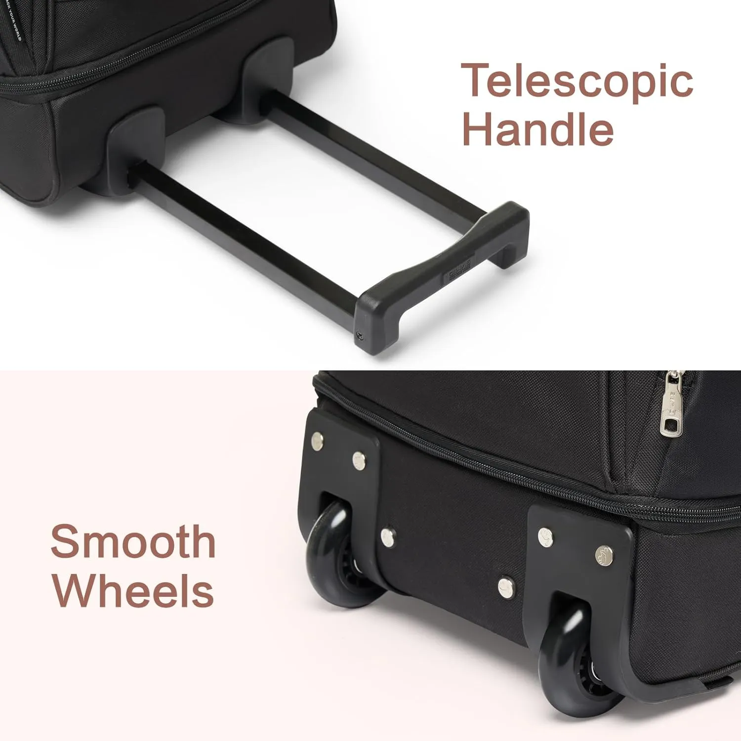 OIWAS Small Rolling Duffle Bag with Wheels Travel 22 inch Carry On Luggage Tote Unisex-Adult Short Term Trips Expandable 50L to 60L
