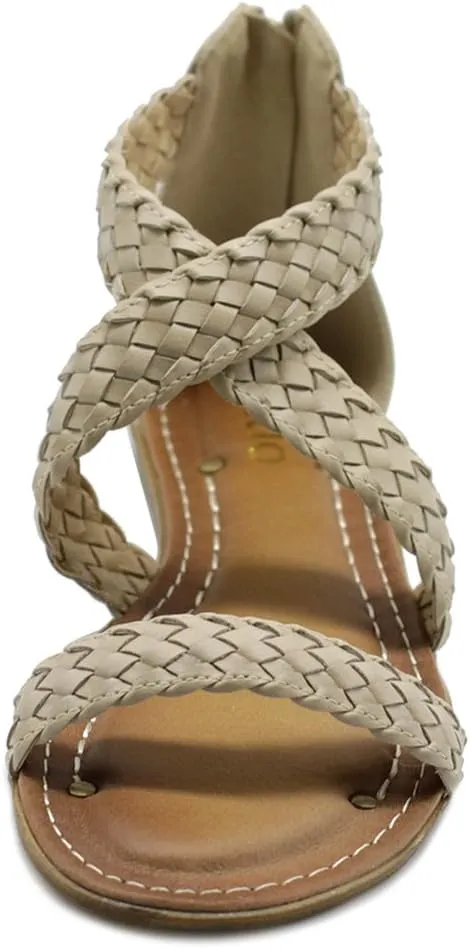 Ollio Women's Shoe Cross Braided Multi Color Flat Sandal