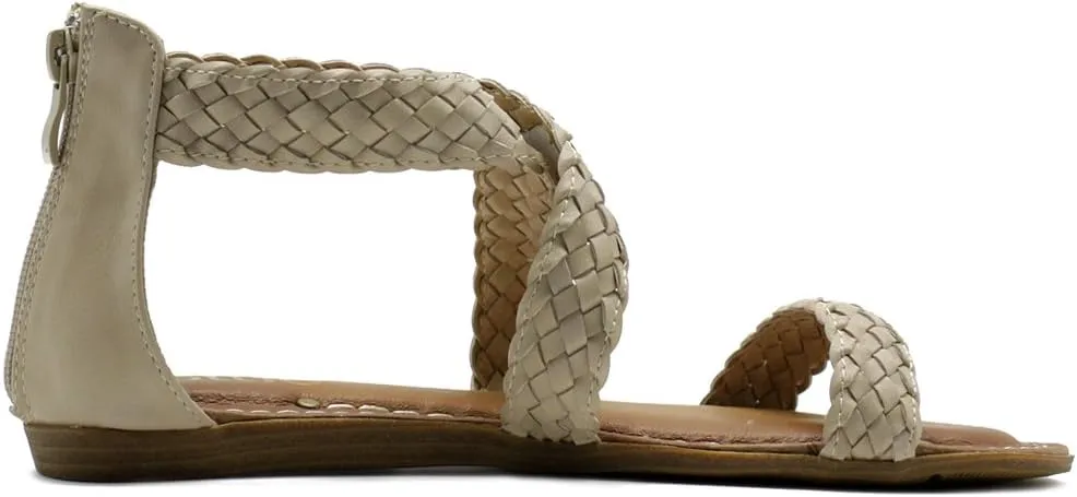 Ollio Women's Shoe Cross Braided Multi Color Flat Sandal