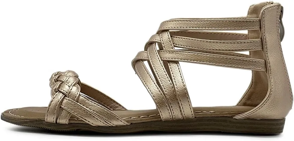 Ollio Women's Shoe Gladiator Strappy Zip Closure Multi Color Sandal