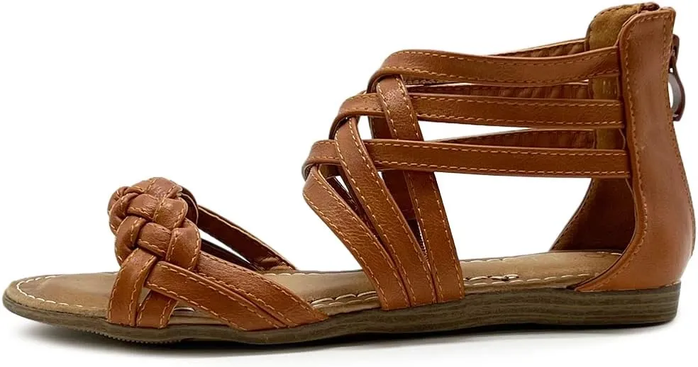 Ollio Women's Shoe Gladiator Strappy Zip Closure Multi Color Sandal