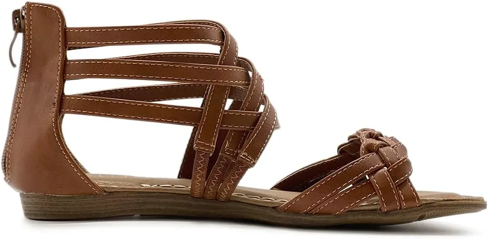 Ollio Women's Shoe Gladiator Strappy Zip Closure Multi Color Sandal