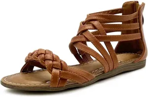 Ollio Women's Shoe Gladiator Strappy Zip Closure Multi Color Sandal