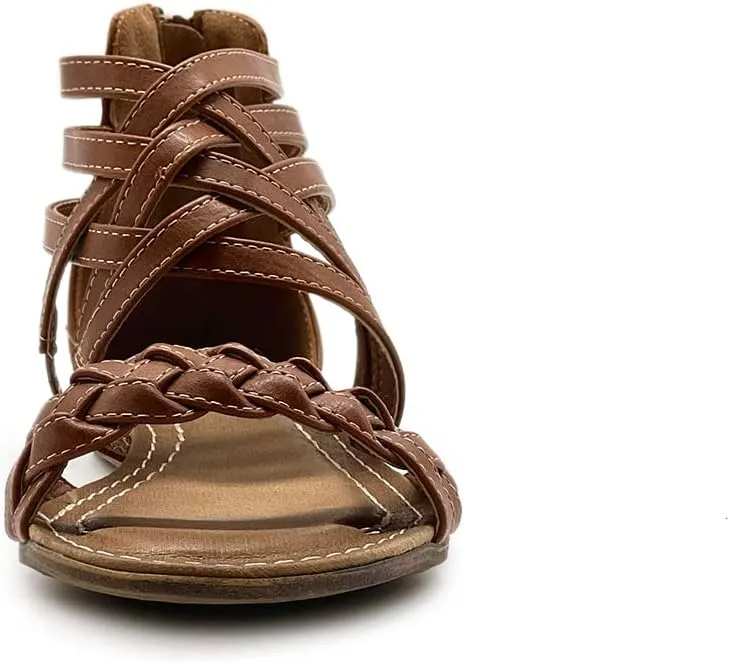 Ollio Women's Shoe Gladiator Strappy Zip Closure Multi Color Sandal
