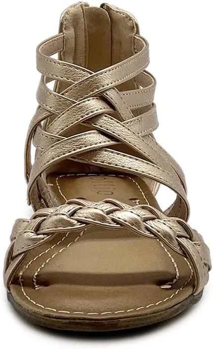 Ollio Women's Shoe Gladiator Strappy Zip Closure Multi Color Sandal