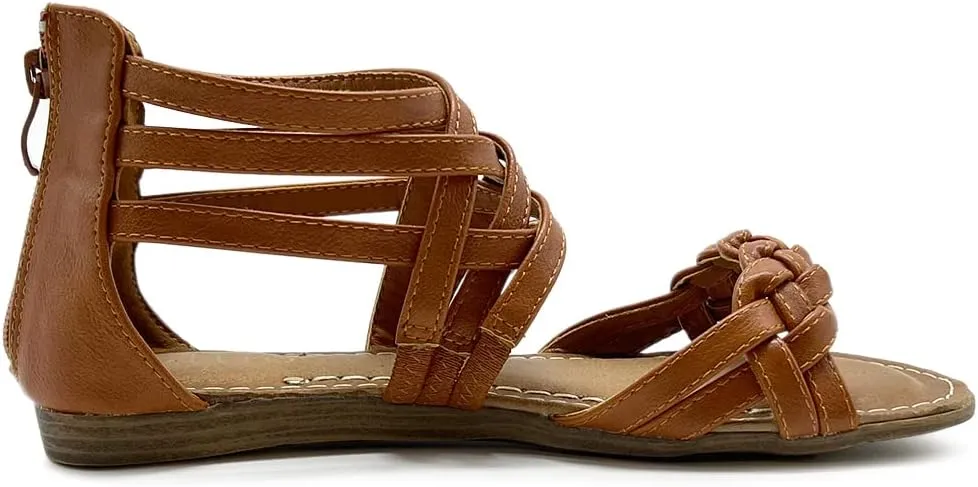 Ollio Women's Shoe Gladiator Strappy Zip Closure Multi Color Sandal