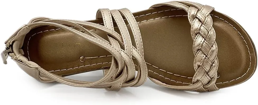 Ollio Women's Shoe Gladiator Strappy Zip Closure Multi Color Sandal