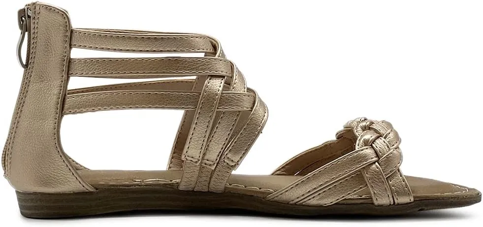 Ollio Women's Shoe Gladiator Strappy Zip Closure Multi Color Sandal