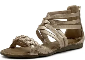Ollio Women's Shoe Gladiator Strappy Zip Closure Multi Color Sandal