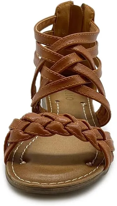 Ollio Women's Shoe Gladiator Strappy Zip Closure Multi Color Sandal