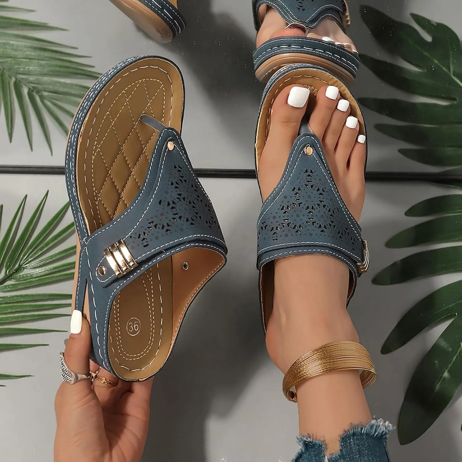 Orthopedic Sandals for Women Summer Dressy Comfortable Shoes Arch Support Wedge Non Slip Flip Flops 2025