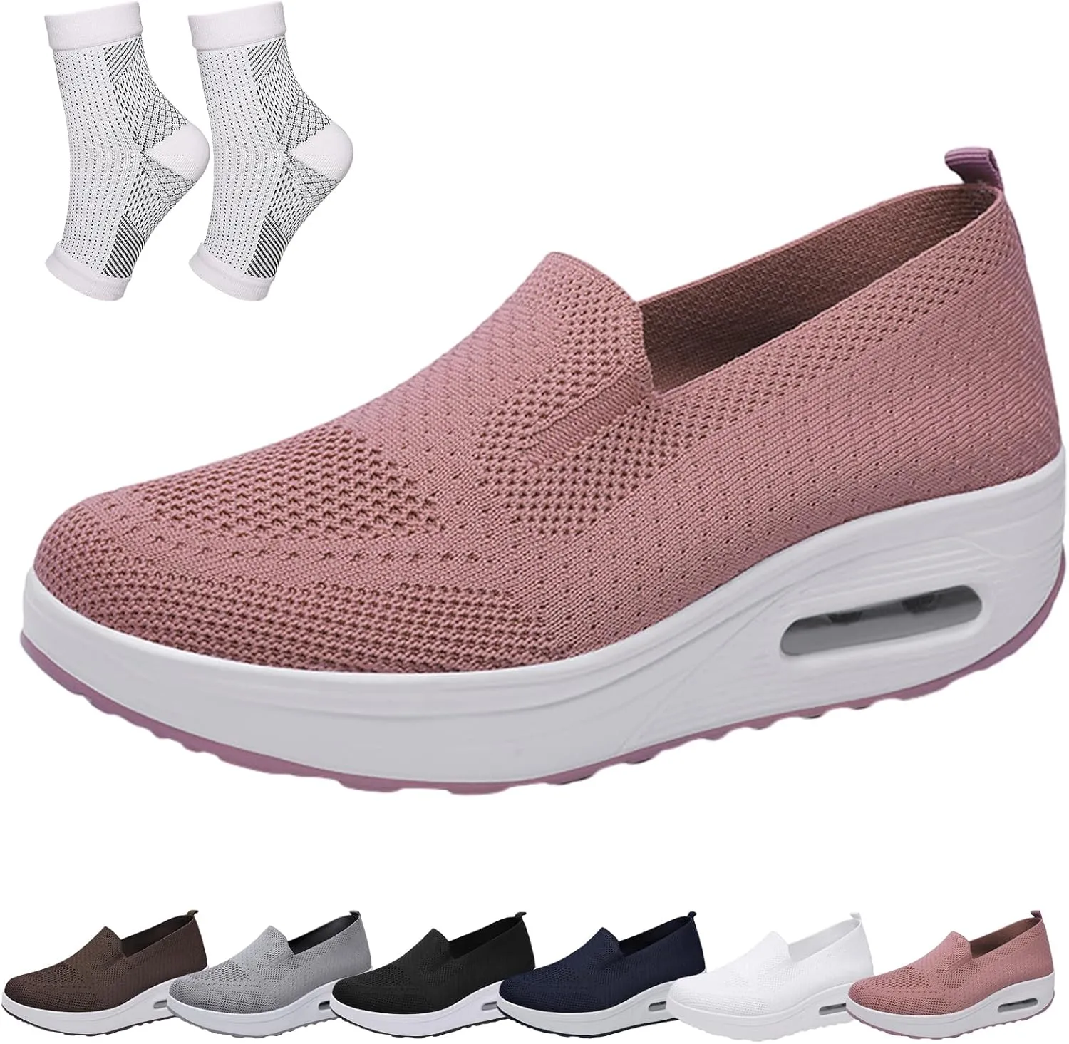 Orthopedic Shoes for Women, Orthopedic Sneakers Wide Width, Air Cushion Walking Loafers with Arch Support Slip On