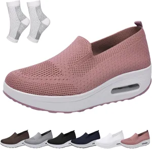 Orthopedic Shoes for Women, Orthopedic Sneakers Wide Width, Air Cushion Walking Loafers with Arch Support Slip On