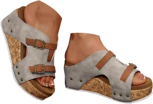 Orthopedic Wedge Sandals for Women 2025, Womens Summer Sandal Ankle Strap Open Toe Platform Espadrilles Shoe Dressy Casual Boho Beach Ladies Wedges Shoes for Vacation Party