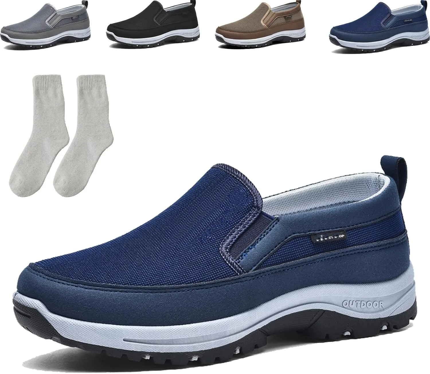 Orthoture Mens Shoes, Orthowalkway Mens Shoes Slip On, Men's Canvas Loafers,Outdoor Casual Non Slip Sneakers