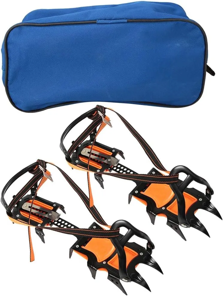 Outdoor Non Slip Shoe Cover, 1 Pair Outdoor 12 Teeth Spring Claw Crampon Boots Non Slip Ski Shoe Cover Accessories