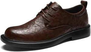 Oxford Dress Shoes for Men Lace Up Round Toe Vegan Leather Derby Shoes Non Slip Rubber Sole Block Heel Party