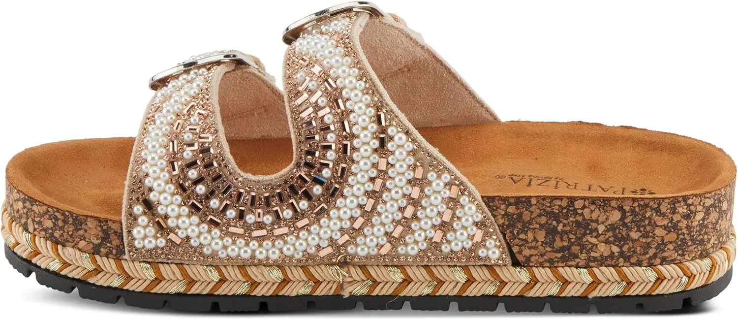 PATRIZIA Women's Pearline Platform Slide Sandal - Pearl-Beaded Slide Cork