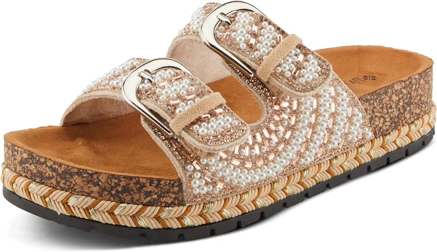 PATRIZIA Women's Pearline Platform Slide Sandal - Pearl-Beaded Slide Cork