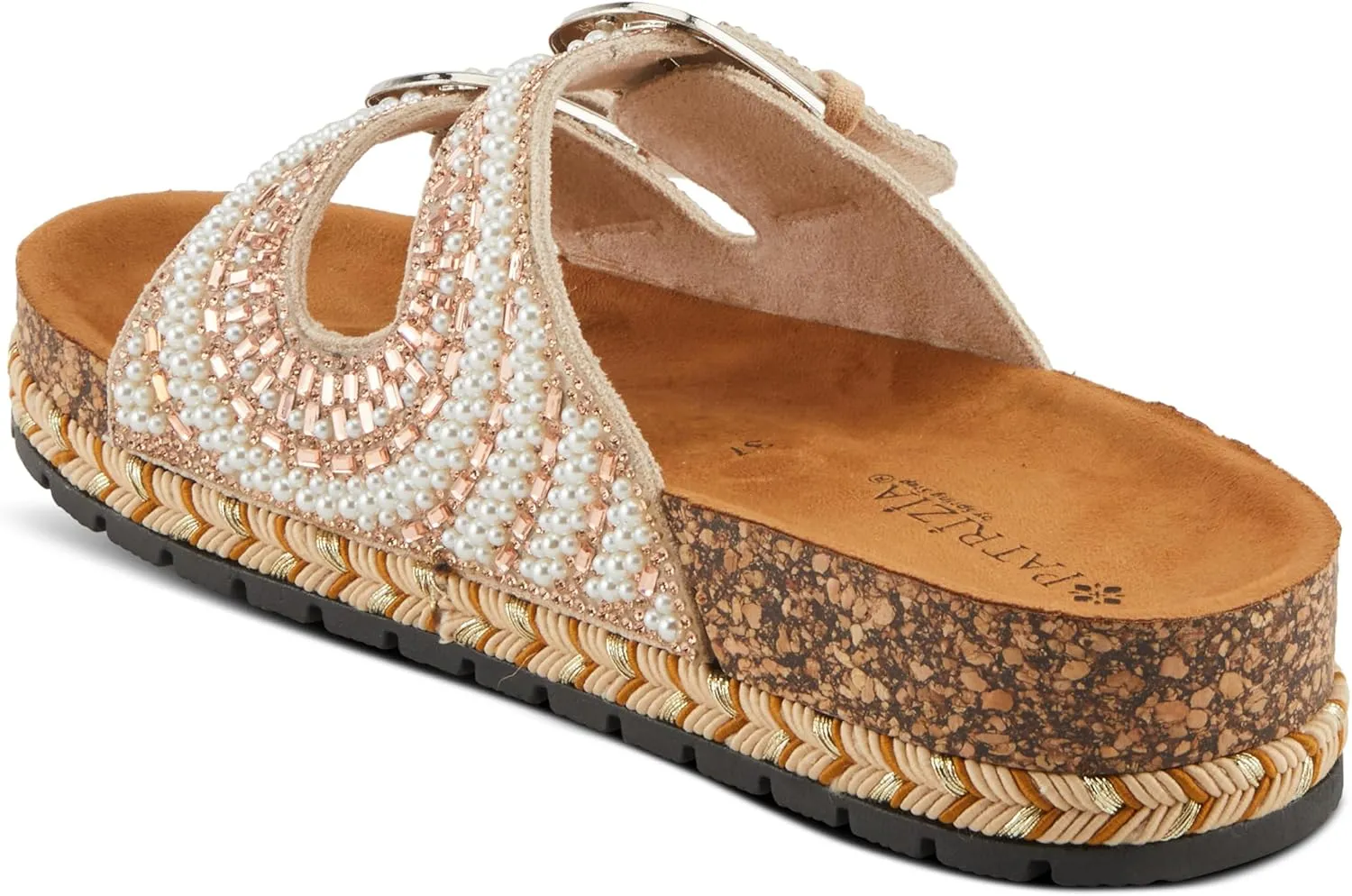 PATRIZIA Women's Pearline Platform Slide Sandal - Pearl-Beaded Slide Cork