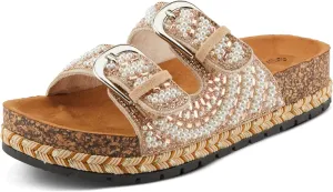PATRIZIA Women's Pearline Platform Slide Sandal - Pearl-Beaded Slide Cork