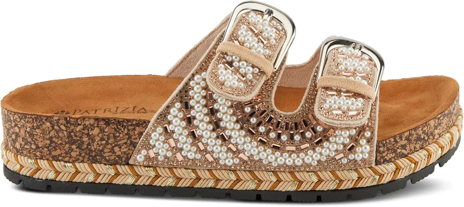 PATRIZIA Women's Pearline Platform Slide Sandal - Pearl-Beaded Slide Cork