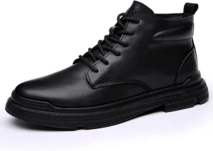 pearlzone Men's Waterproof Lace Up Casual Hiking Boots,Genuine Leather Upper Mid-Top Fashion Design Walking Ankle Boots