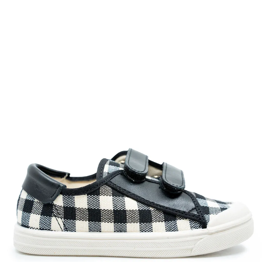 Pepe Black and White Plaid Velcro Sneaker