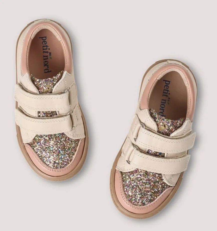 Petit Nord Cream Sparkle Velcro Sneaker