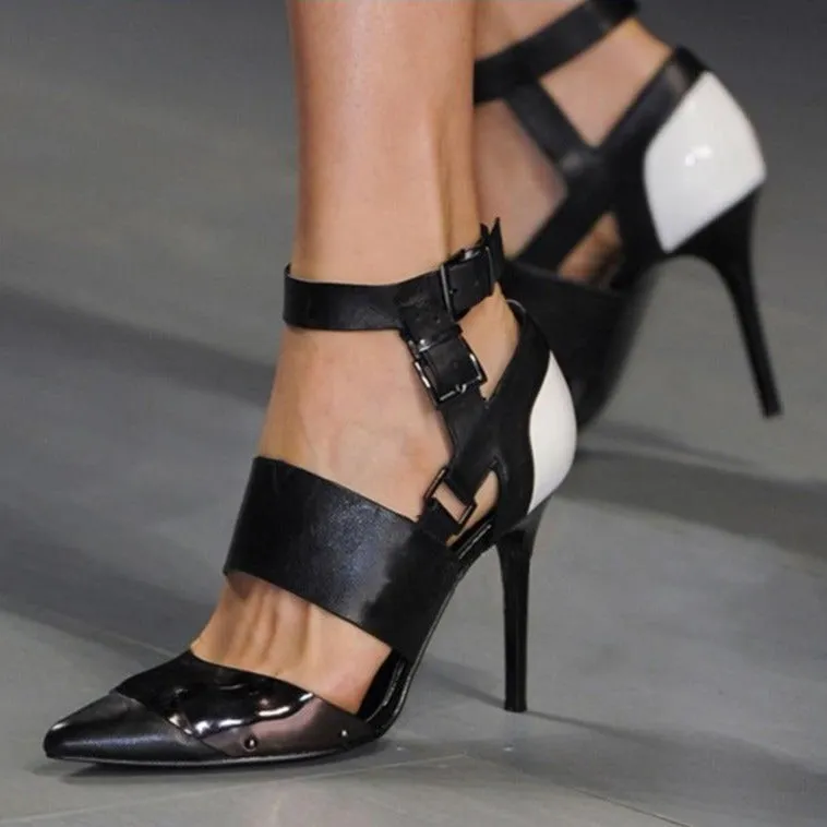 Pointed Toe Ankle Strap Gladiator Sandal Heels