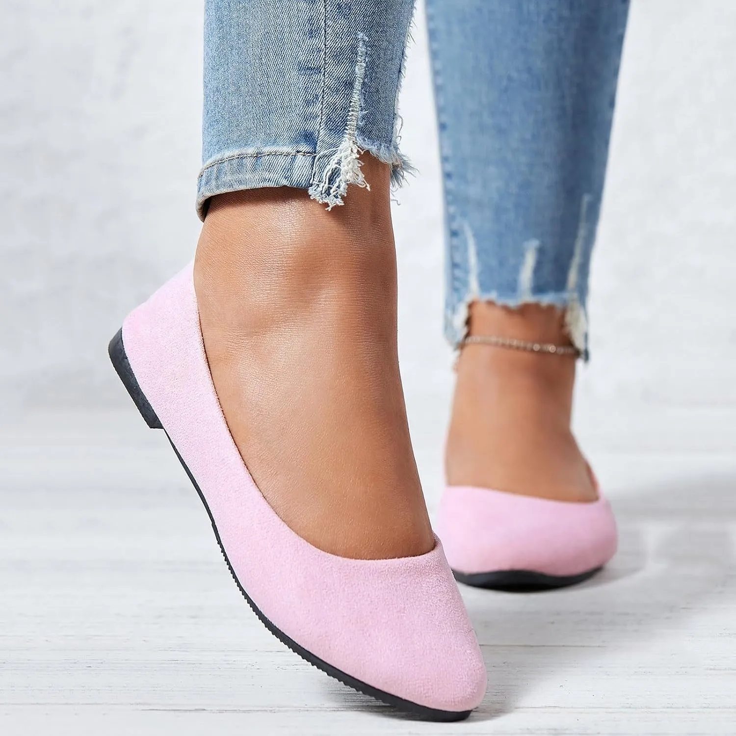 Pointed Toe Flats for Women Dressy Casual, Low Heel Dress Shoes Comfortable, Slip-on Business Work Loafer Shoes Ballet Flats