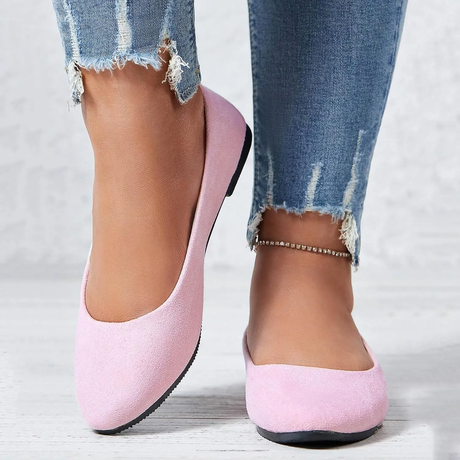 Pointed Toe Flats for Women Dressy Casual, Low Heel Dress Shoes Comfortable, Slip-on Business Work Loafer Shoes Ballet Flats
