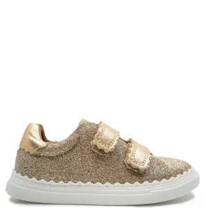 Porte Gold Glitter Velcro Sneaker