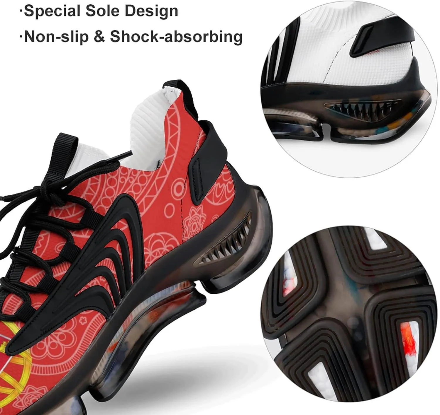 Portugal Paisley Flag Printed Men's Sneaker Funny Lightweight Running Shoe Tennis Shoes for Men