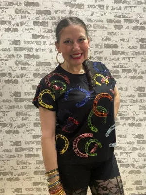 Queen of Sparkles-Black Rainbow Derby Queen Horse Shoe