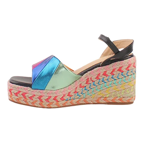Redz Ladies Wedge Sandals - TSW300-6 - Black Multi