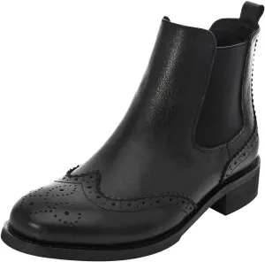 rismart Women's Brogue Wingtip Ankle High Slip on Comfort Genuine Leather Chelsea Boots
