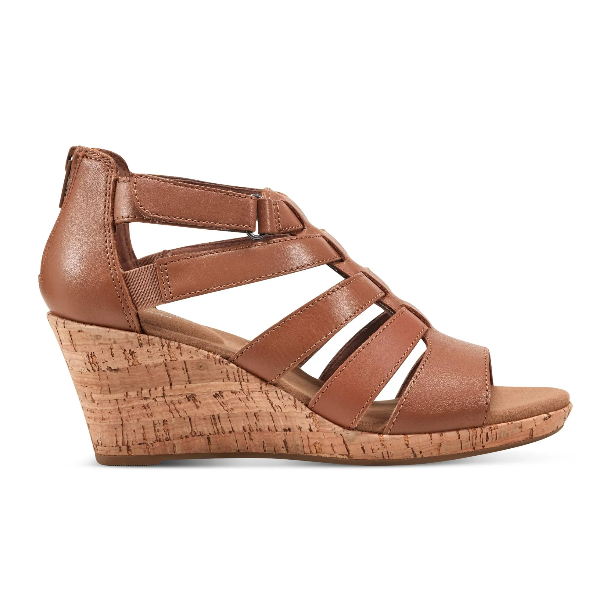 Rockport Women's Briah Gladiator Wedge Sandal 9.5 Dark Tan Leather