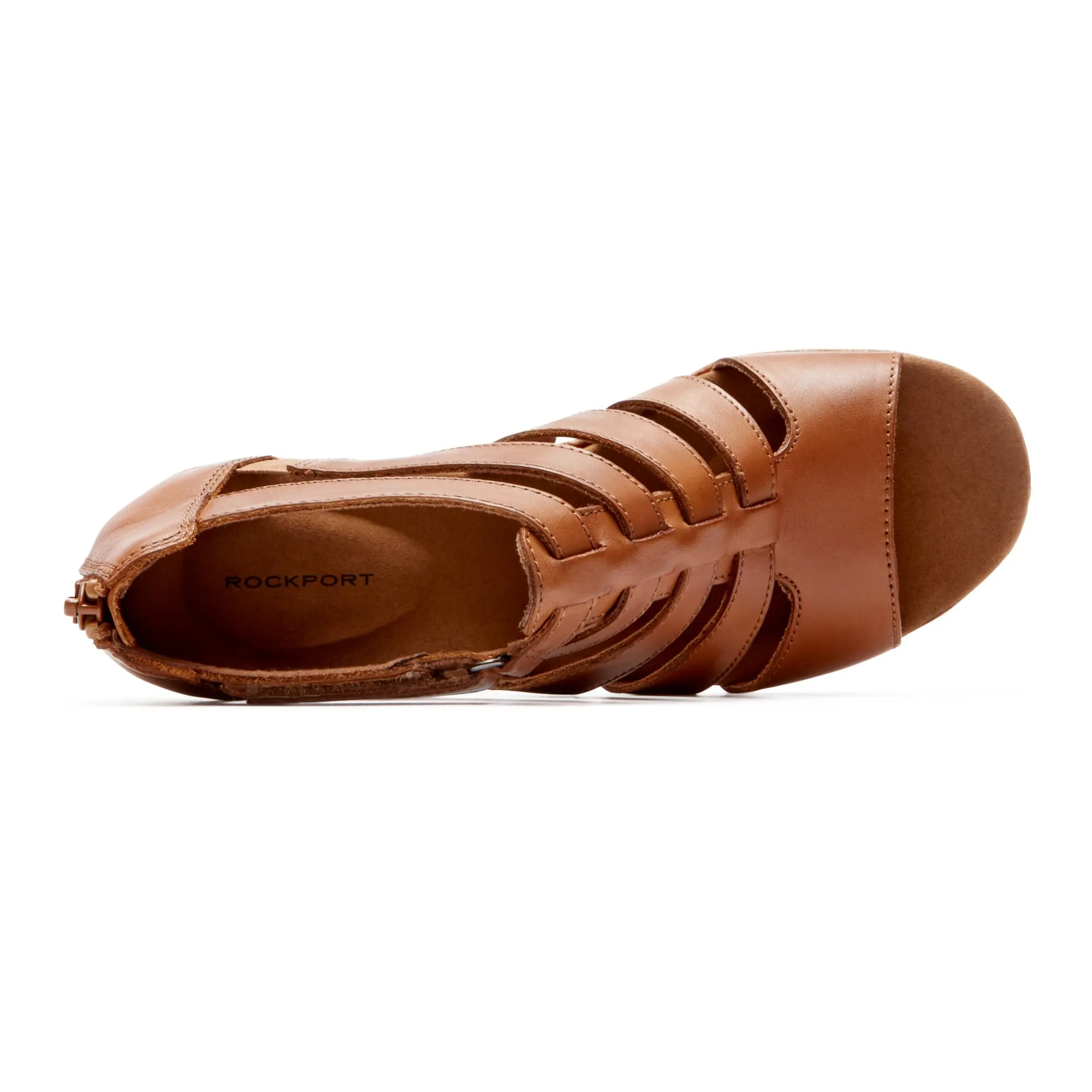 Rockport Women's Briah Gladiator Wedge Sandal 9.5 Dark Tan Leather