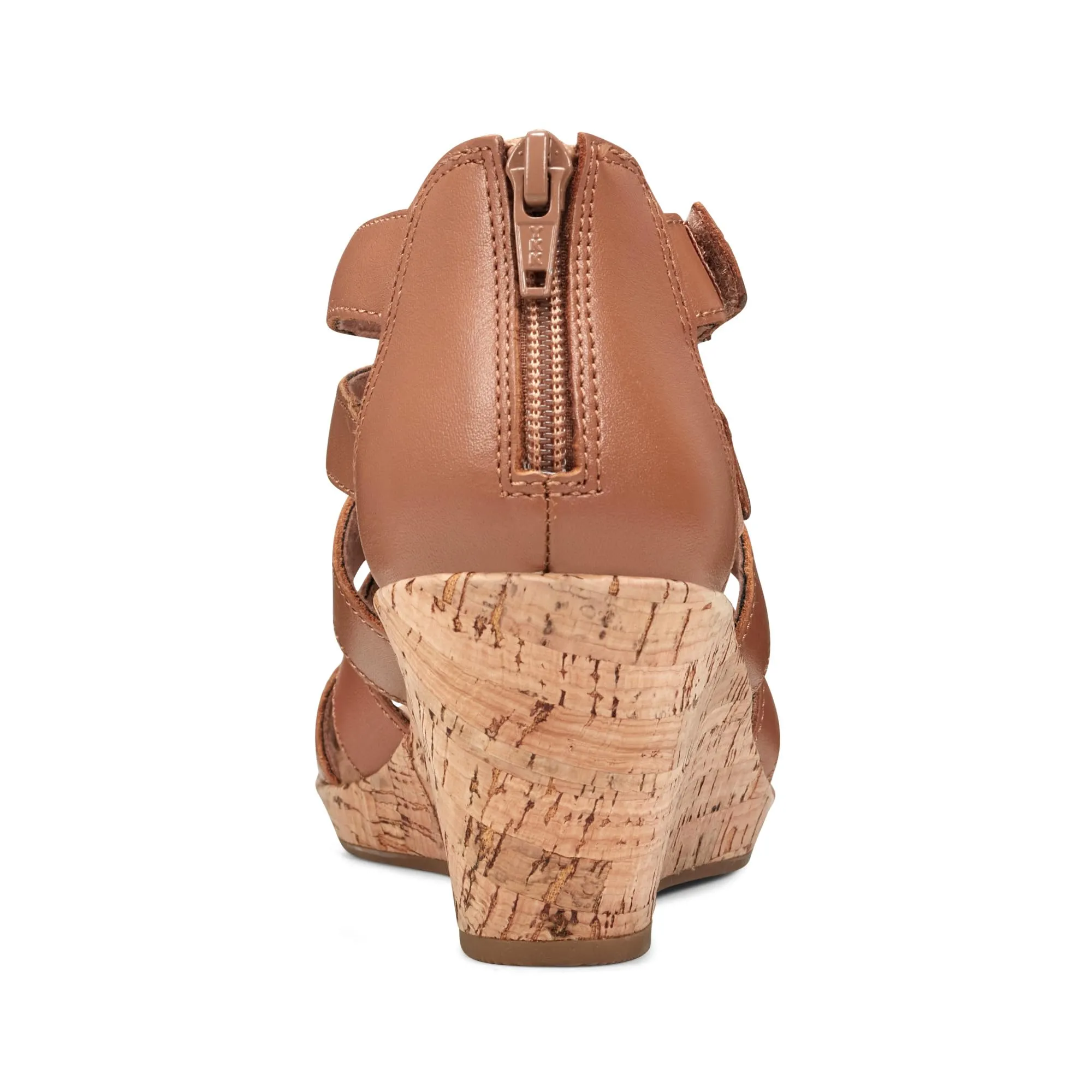 Rockport Women's Briah Gladiator Wedge Sandal 9.5 Dark Tan Leather