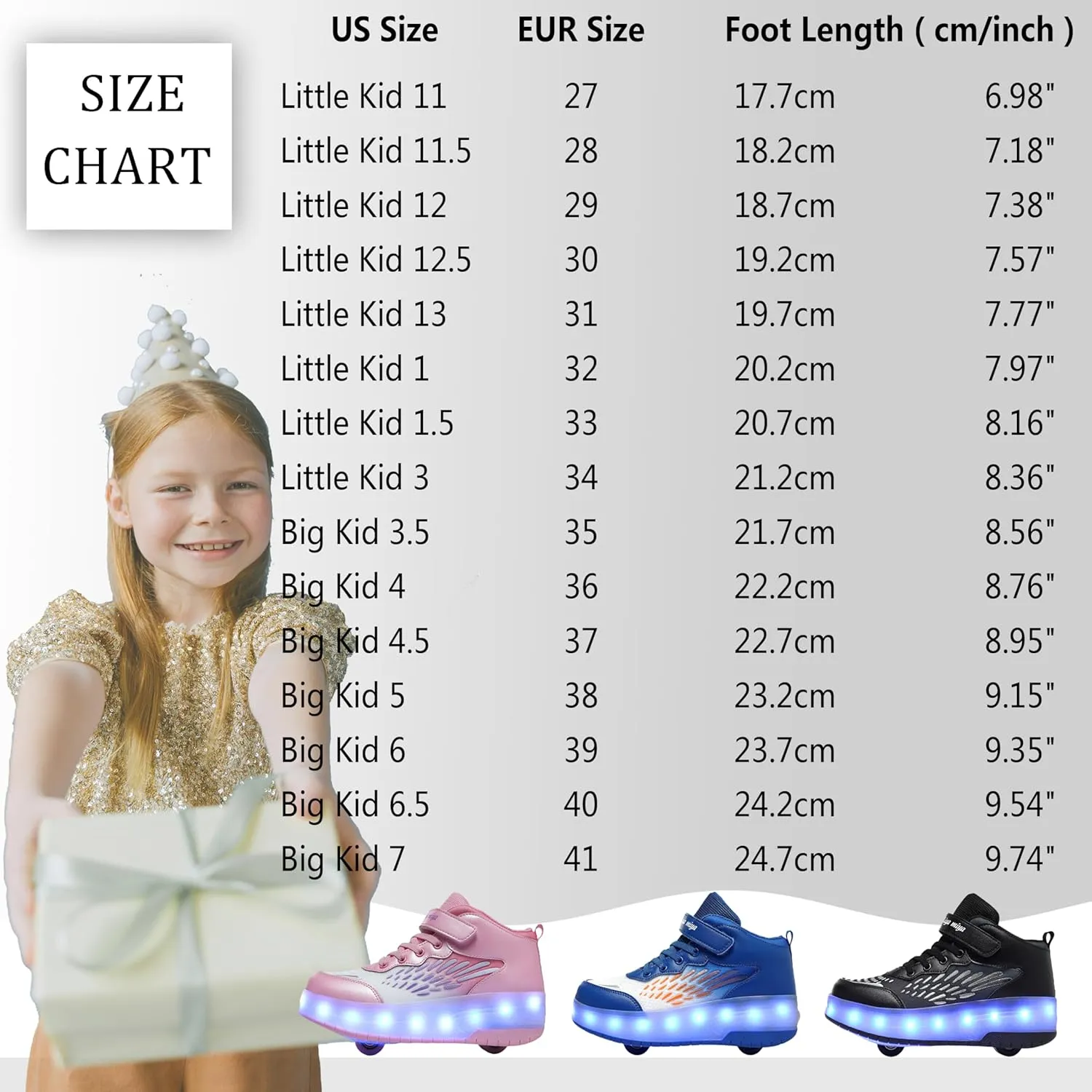 Roller Shoes with Wheels for Boys Girls Kids Skates Sneakers LED Light Up Rechargeable Sport Sneaker for Beginners Best Gift