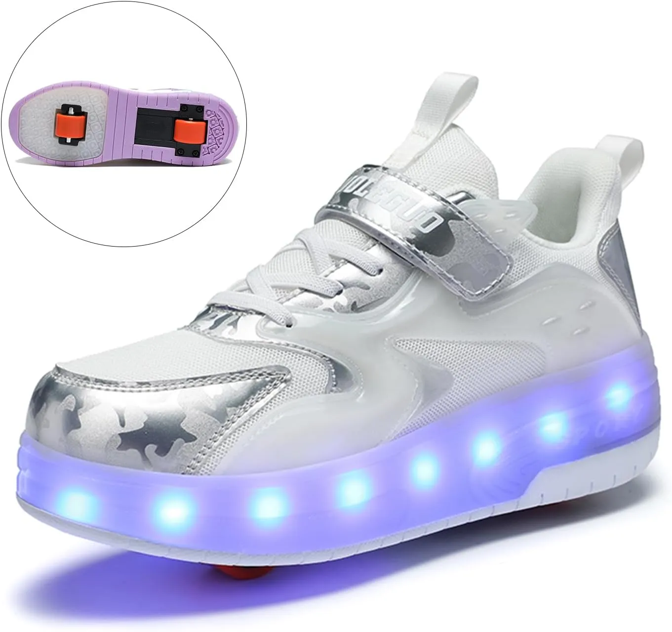 Roller Shoes with Wheels for Boys Girls Kids Skates Sneakers LED Light Up Rechargeable Sport Sneaker for Beginners Best Gift